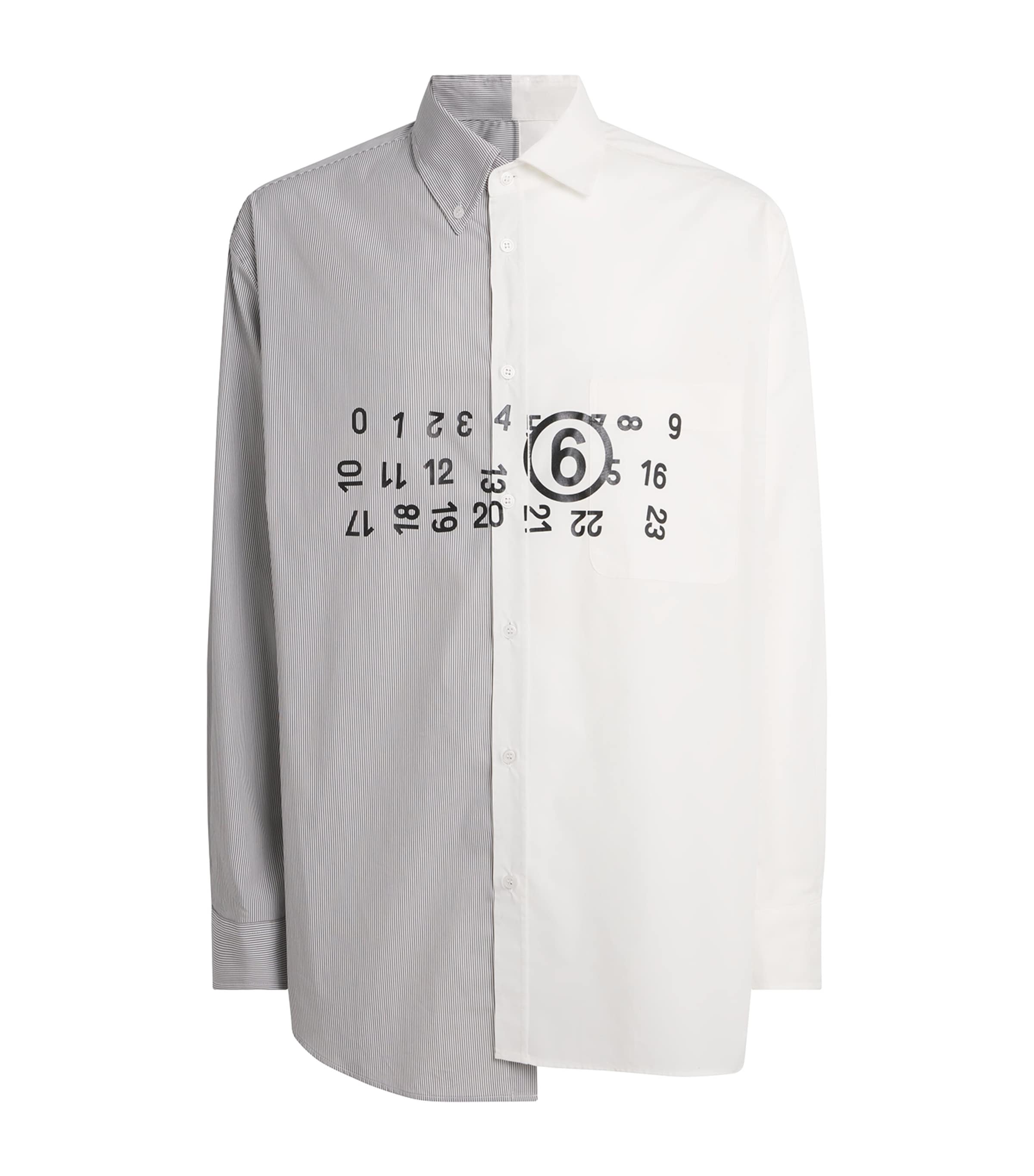 MM6 Maison Margiela Mens Oversized Stripe Numeric Shirt Off White/grey Image 1