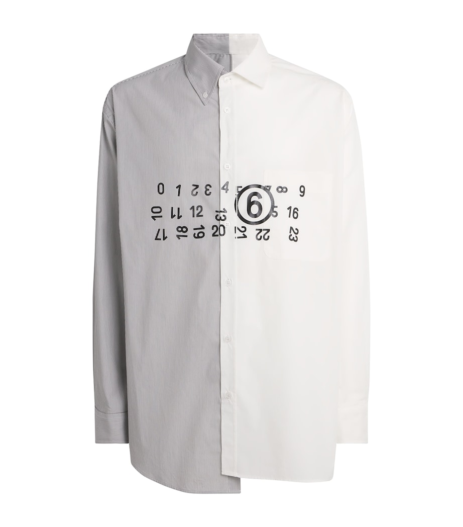 MM6 Maison Margiela Mens Oversized Stripe Numeric Shirt Off White/grey Image 1