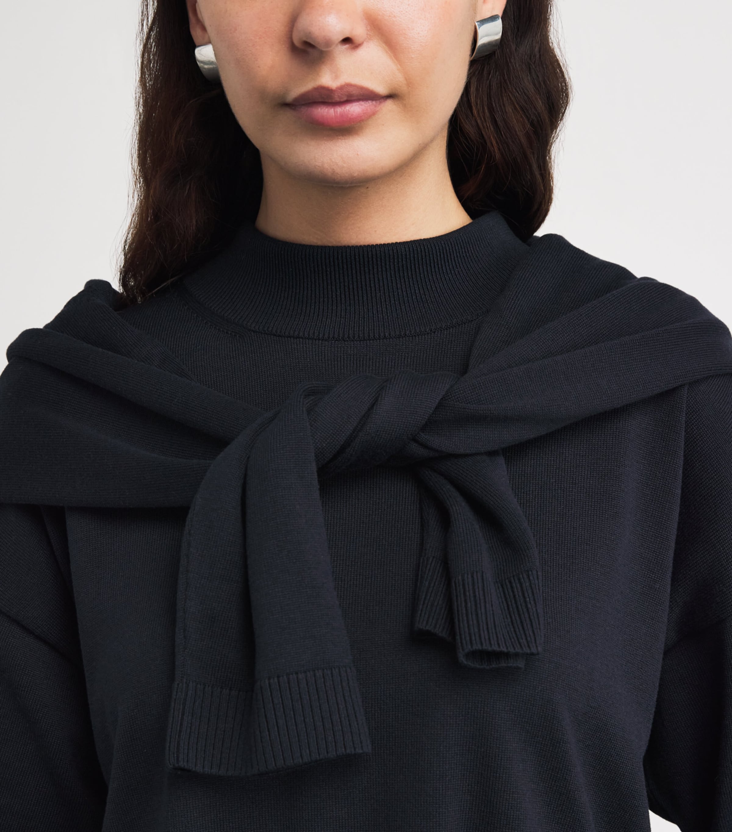 Falke Womens Silk-Cotton Mock-Neck Top Dark Navy Image 3
