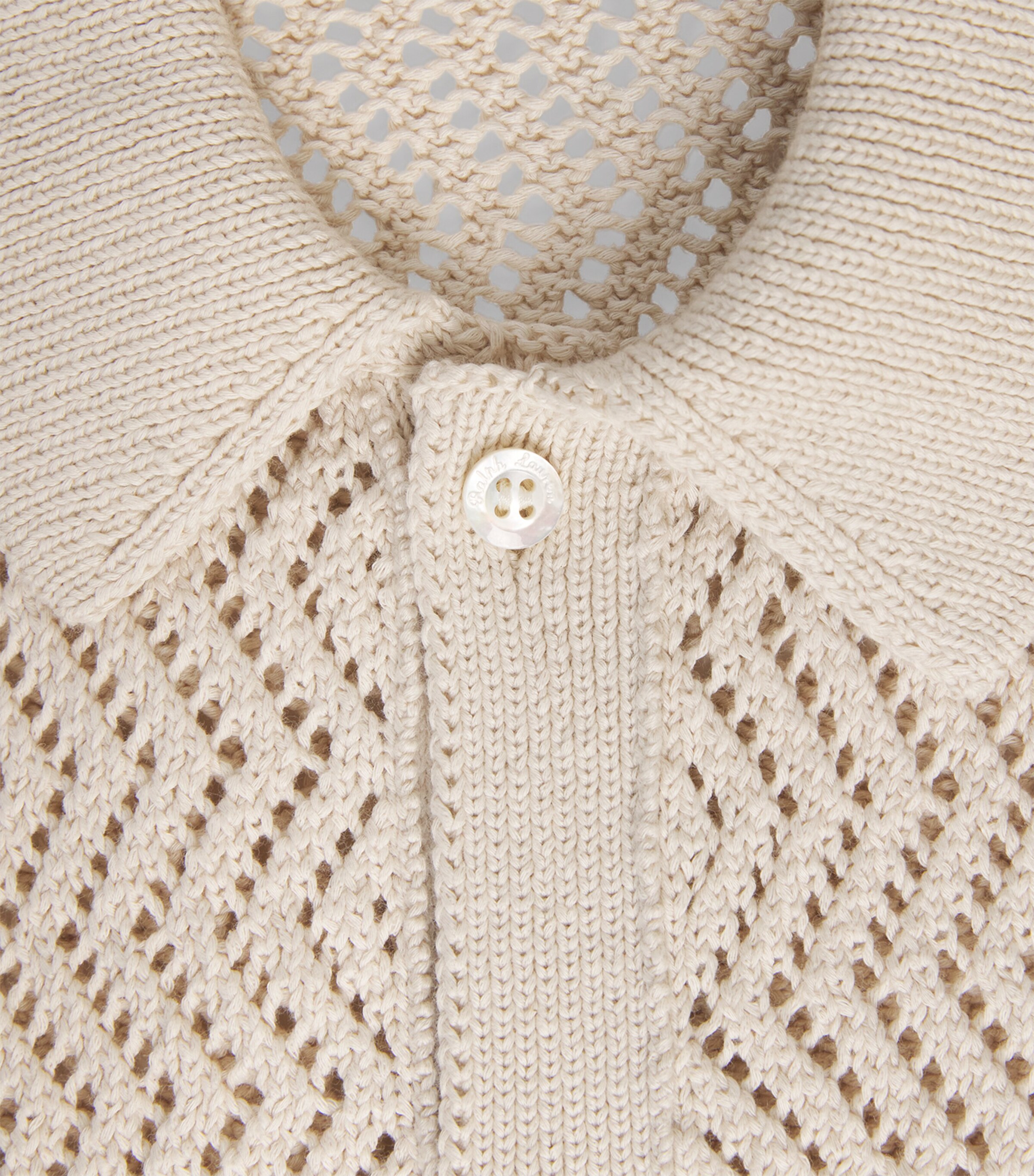 Ralph Lauren Purple Label Mens Cotton Crochet Short-Sleeve Cardigan Limestone Image 6
