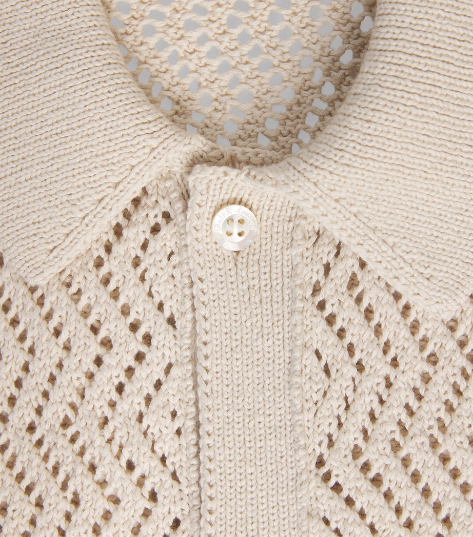 Ralph Lauren Purple Label Mens Cotton Crochet Short-Sleeve Cardigan Limestone Image 6