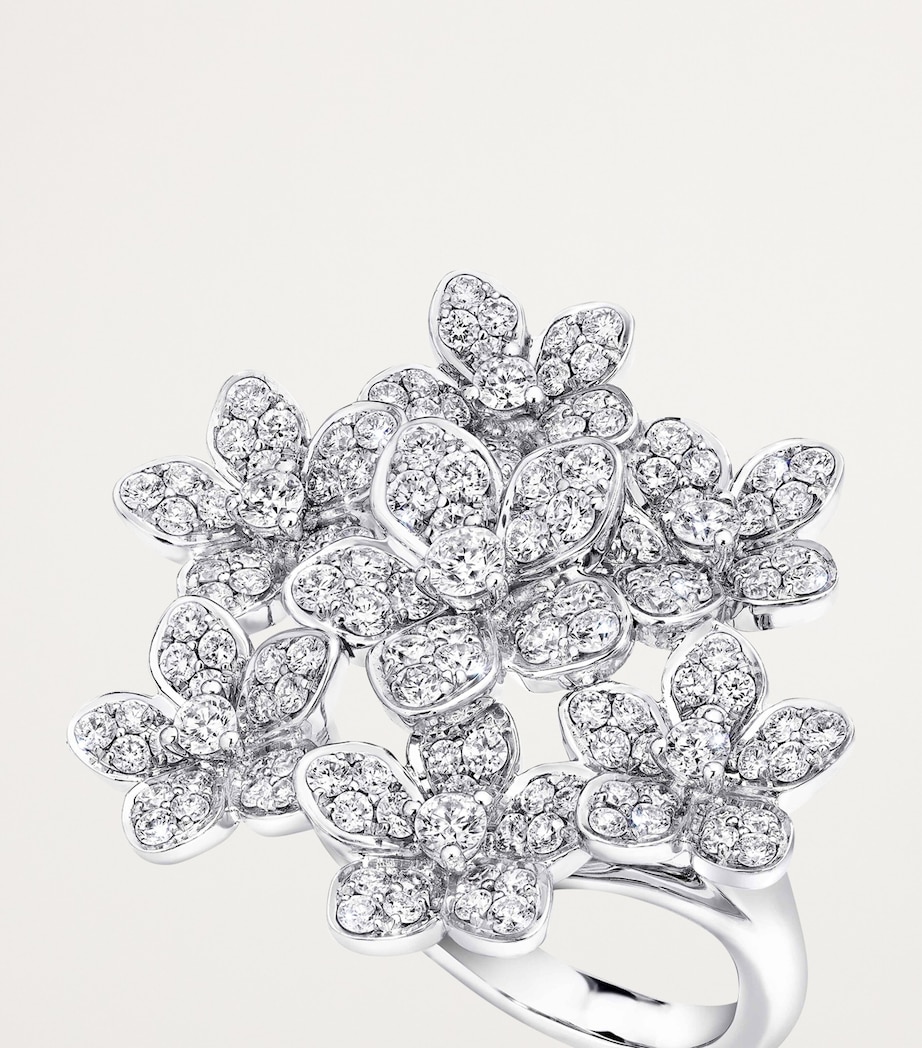 White Gold and Diamond Wild Flower Ring (One Size) WHITE GOLD Image 5