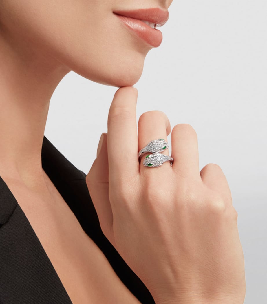 White Gold, Diamond and Emerald Serpenti Seduttori Ring WHITE GOLD Image 3
