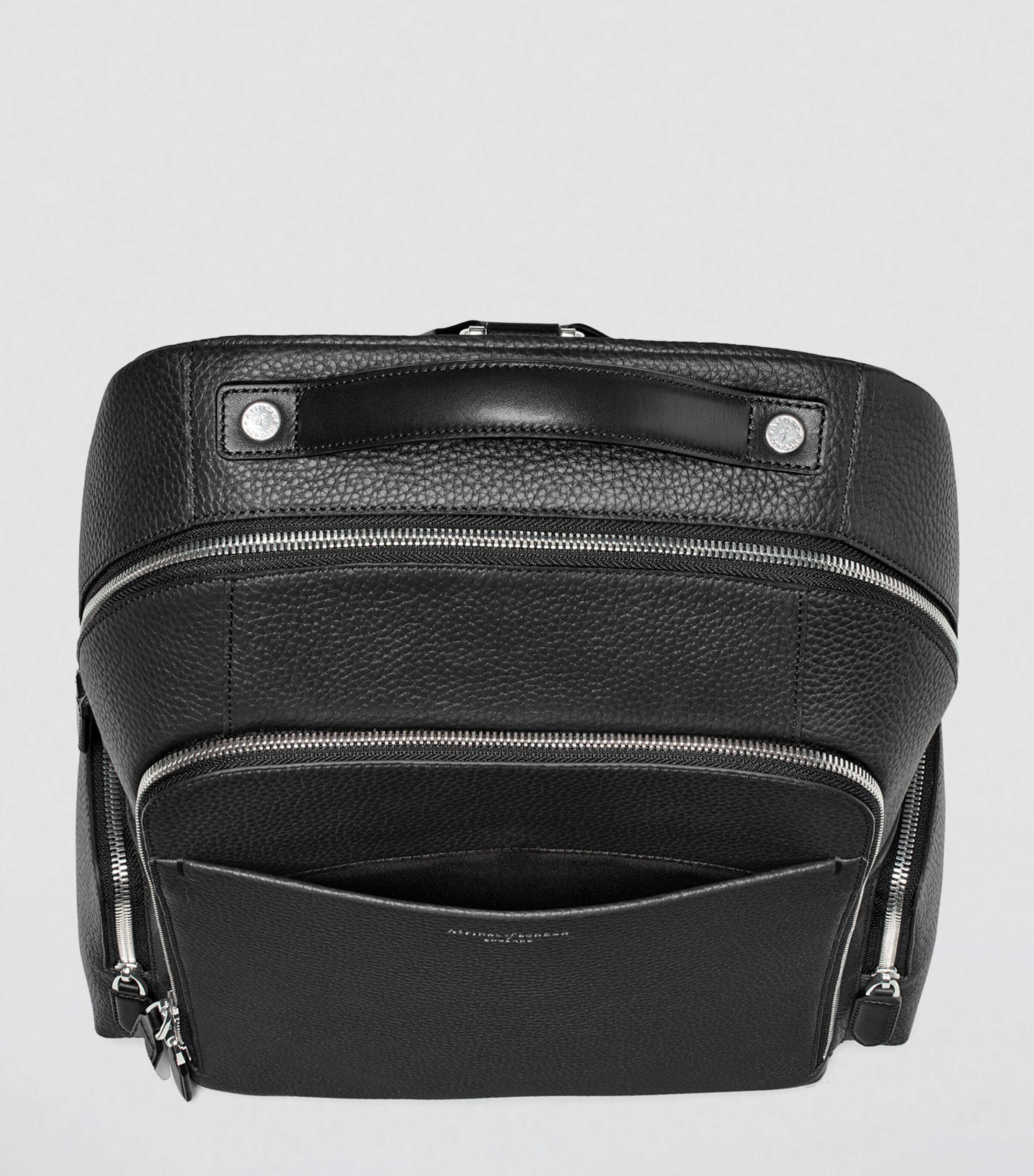 Aspinal Of London Pebble Leather Reporter Zipped Backpack Black Image 7