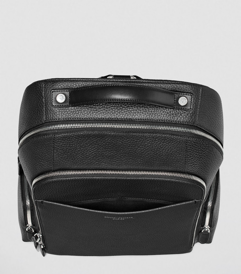 Aspinal Of London Pebble Leather Reporter Zipped Backpack Black Image 7