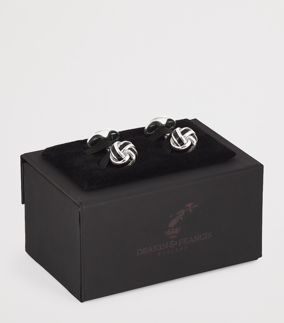 Sterling Silver and Enamel Knot Cufflinks BLACK Image 3