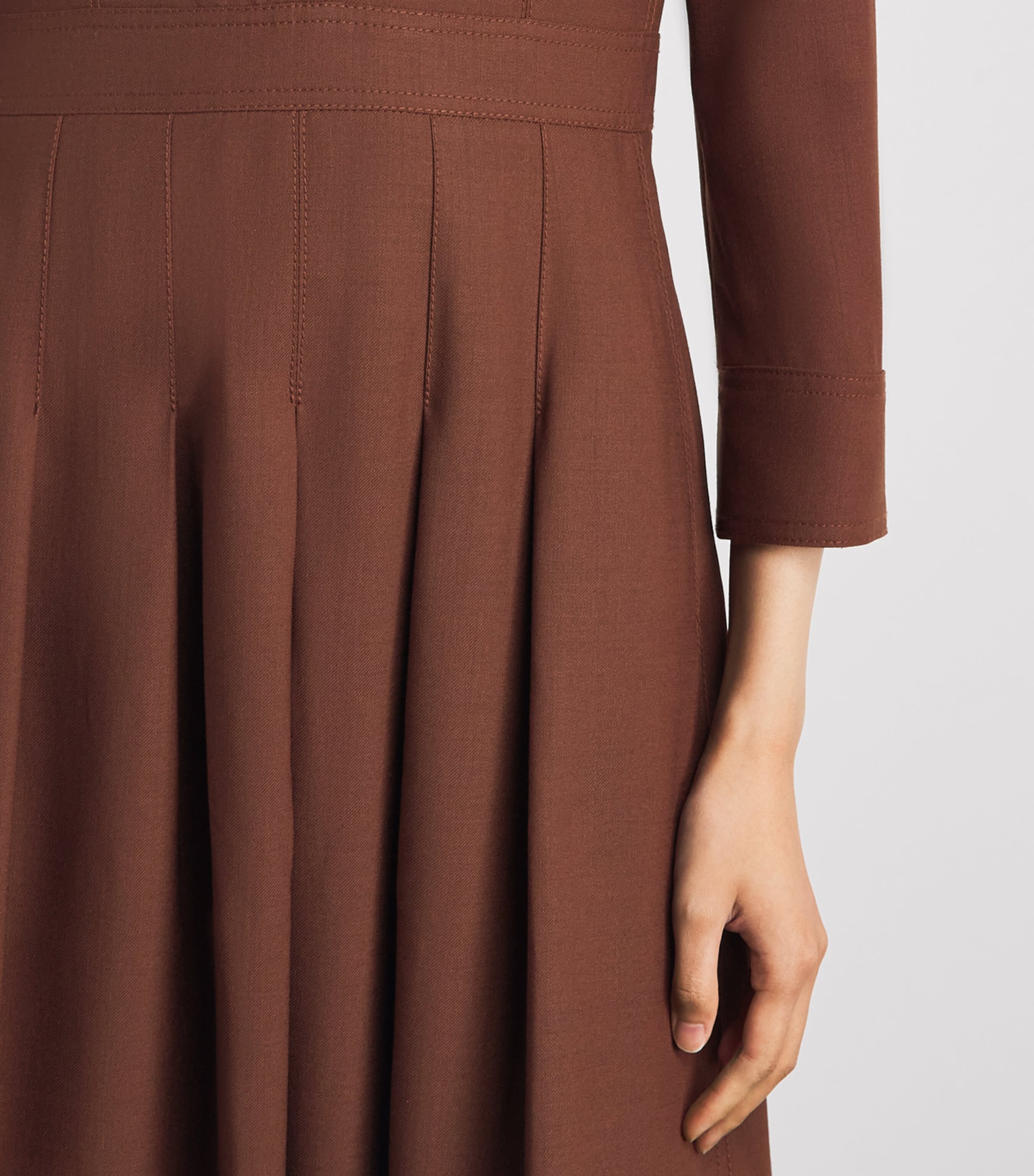 ME+EM Womens Zipped Fit and Flare Midi Dress Deep Pecan Brown Image 6
