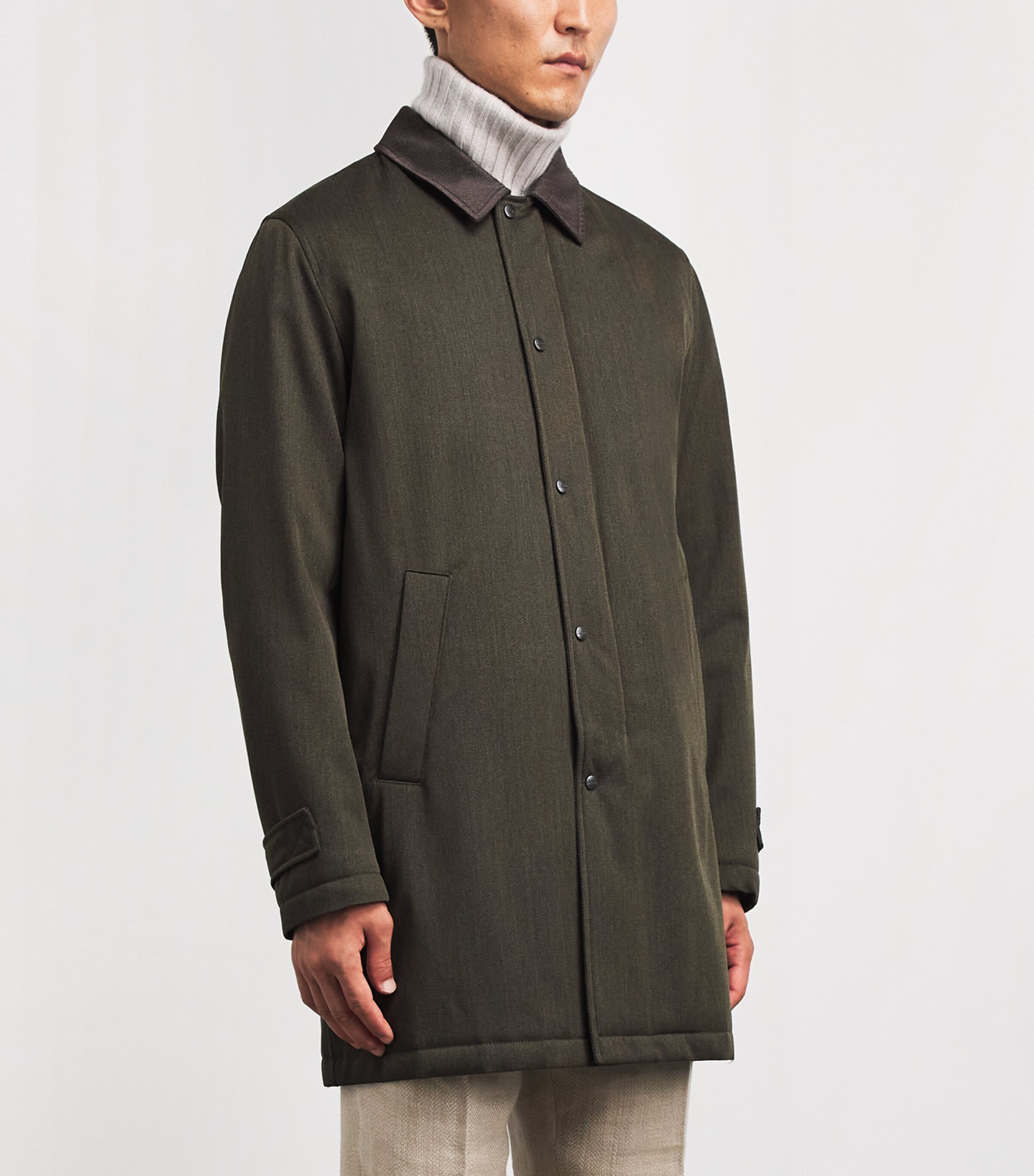 Herno Mens Virgin Wool Car Coat Mltar Maron Image 4