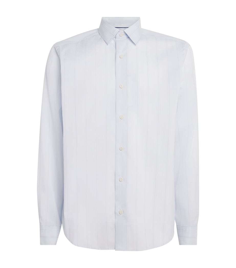 Eton Mens Cotton Stripe Shirt Light Blue Image 1