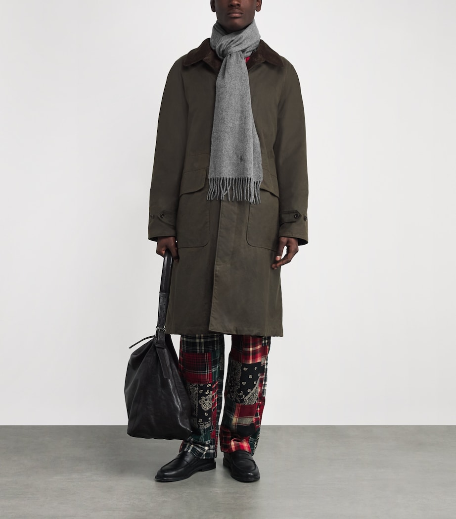 Cashmere Polo Pony Fringe Scarf GREY Image 2