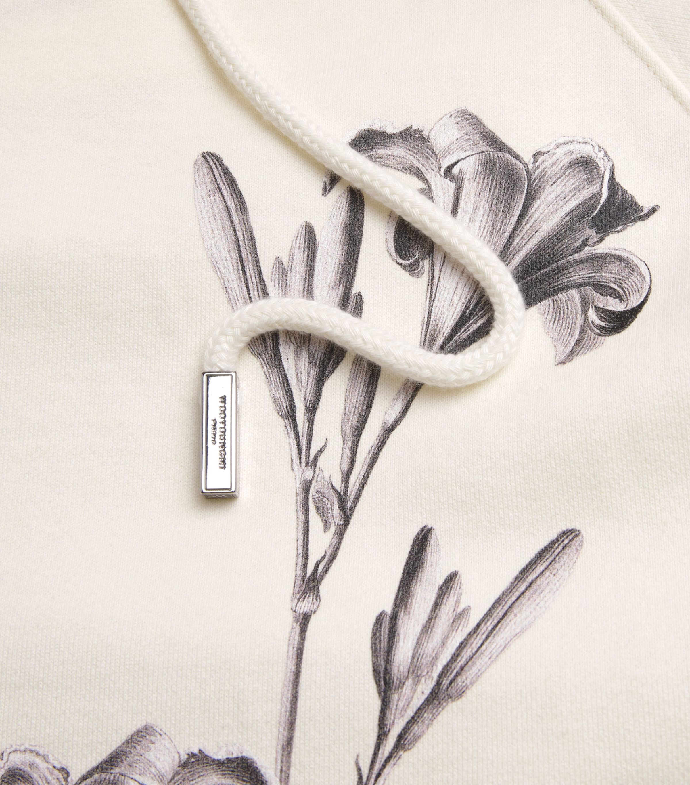 Wooyoungmi Mens Cotton Flower Logo Hoodie Ivory Image 6