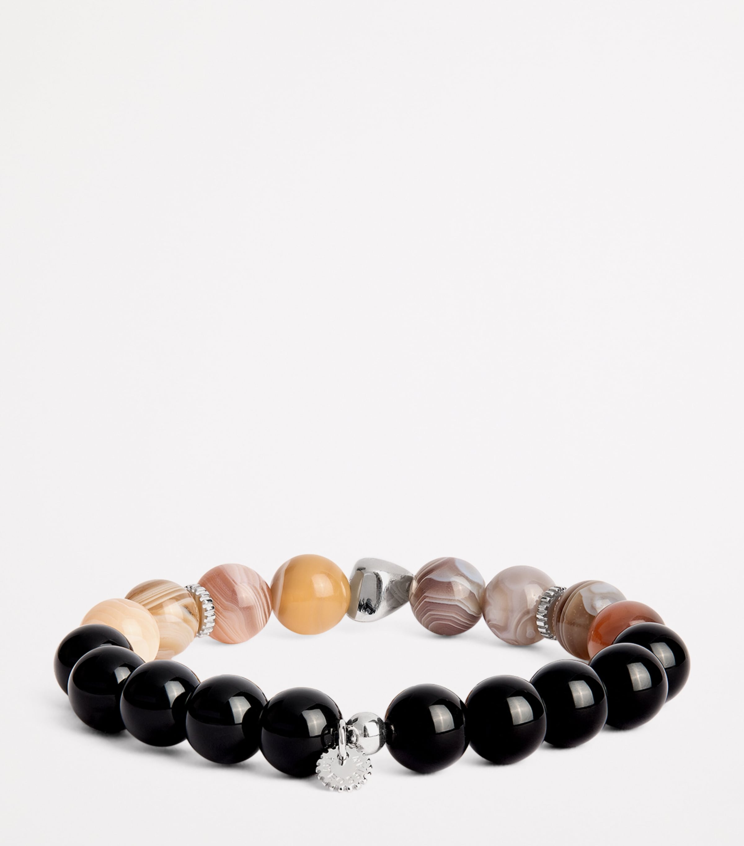 Rhodium Silver and Botswana Agate Bracelet BLACK Image 3