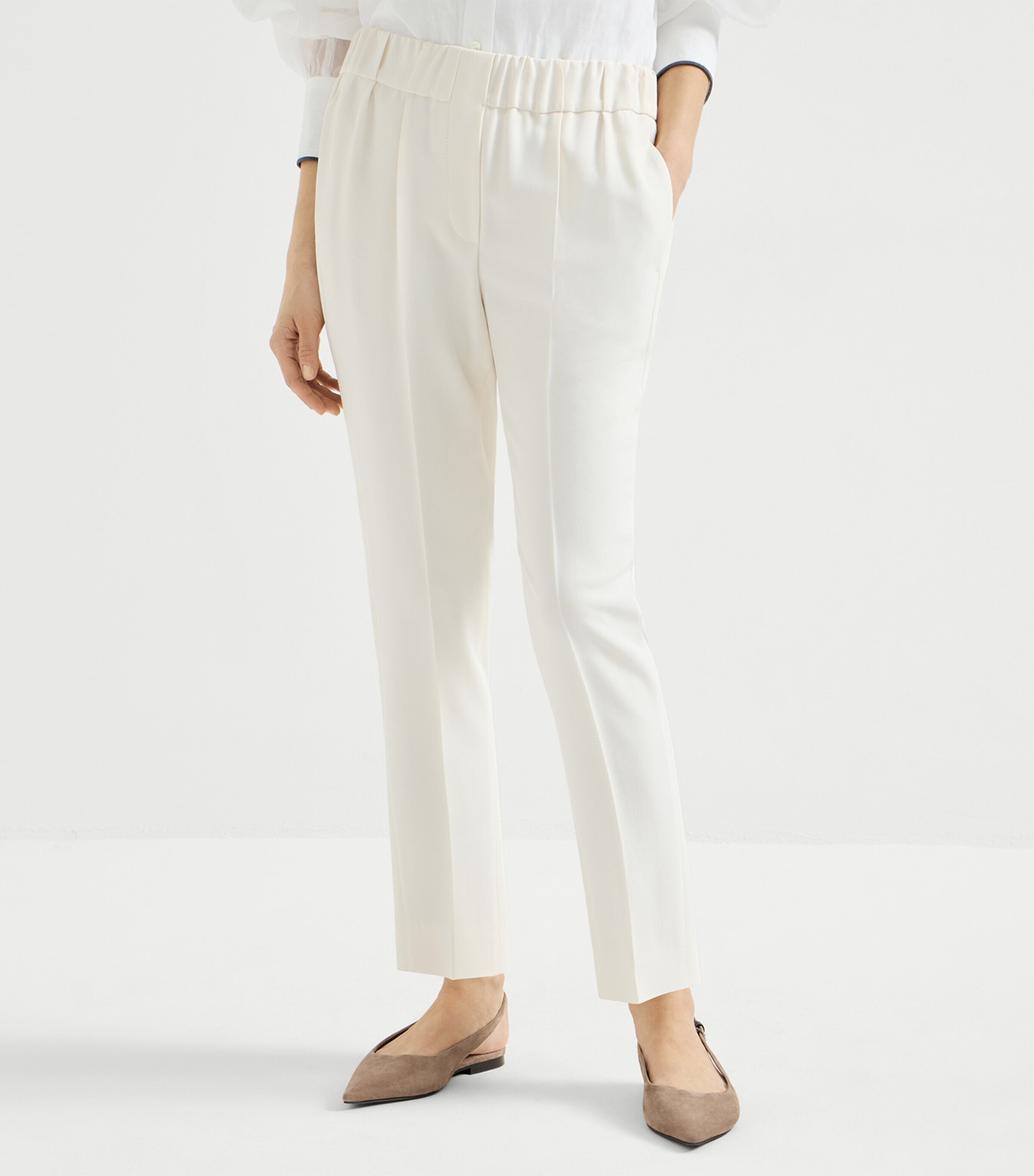 Brunello Cucinelli Womens Crepe Slim Trousers Image 3