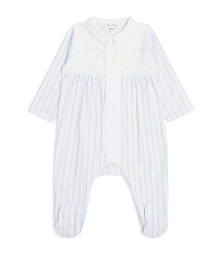 Cotton Stripe All-In-One (0-24 Months) 41BLEU CIEL Image 1