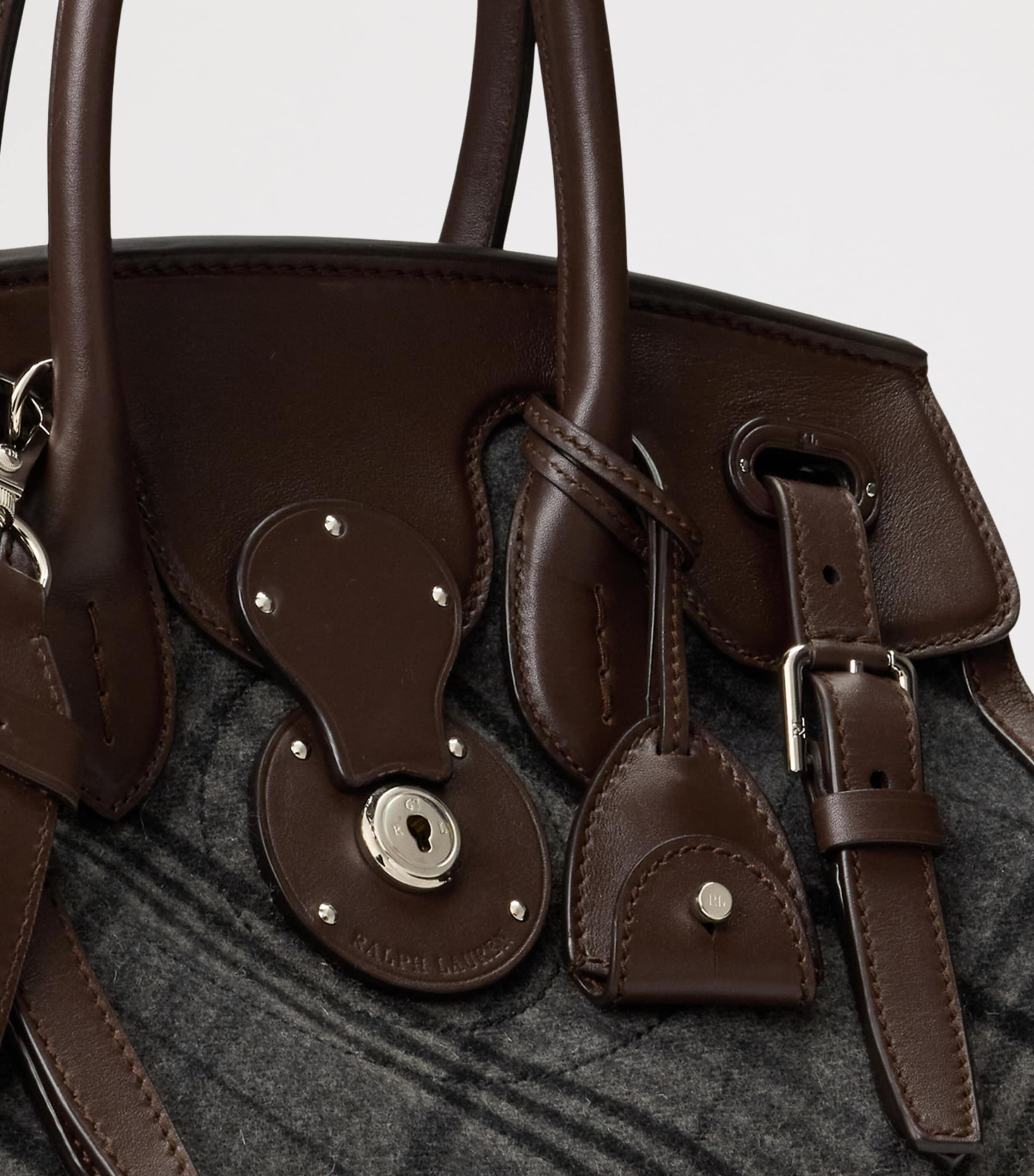 Wool-Leather Soft Ricky 33 Top-Handle Bag GREY MULTI/MOCHA Image 5