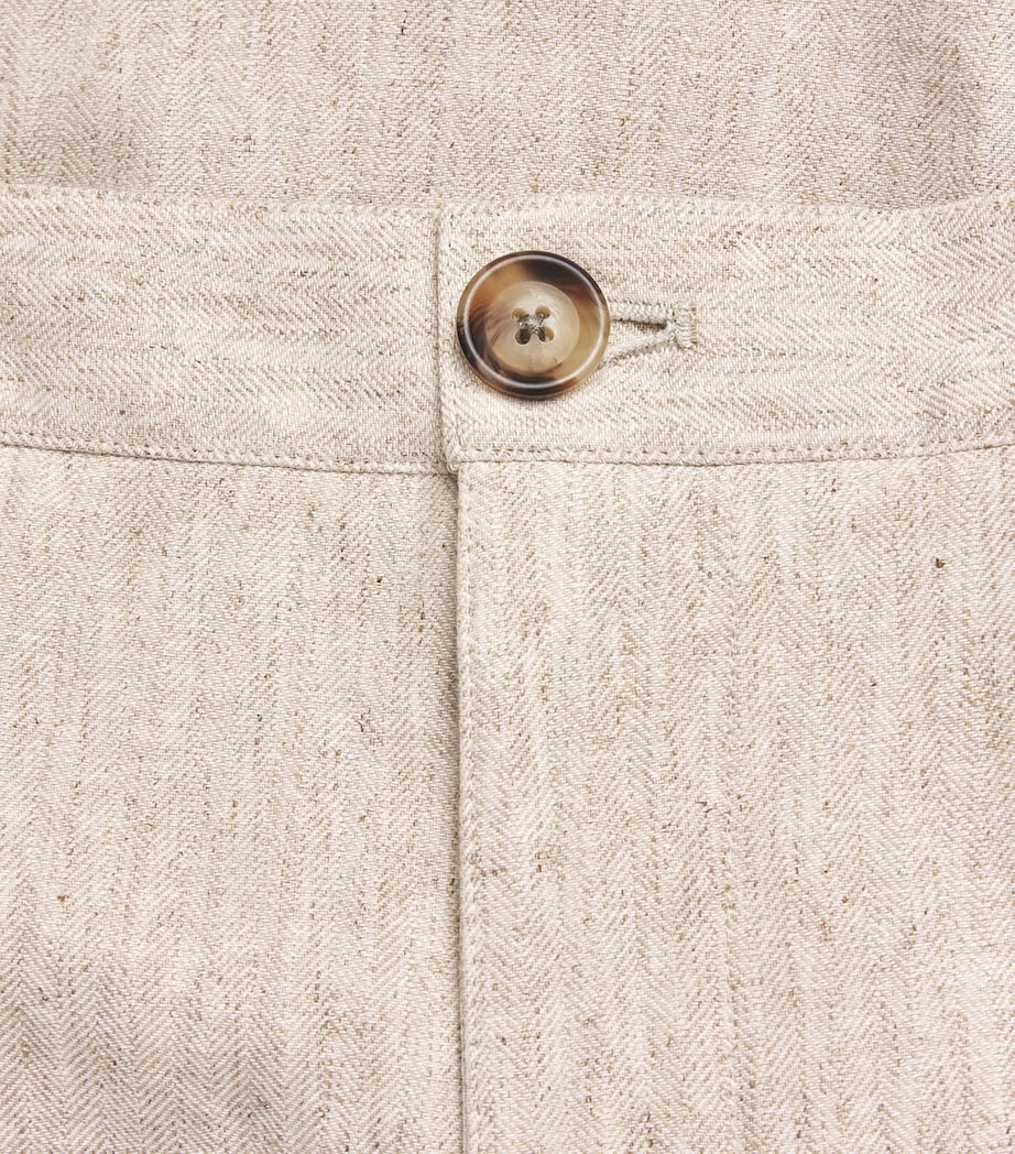 Oliver Spencer Mens Linen-Cotton Morton Pleated Trousers Cream Image 6