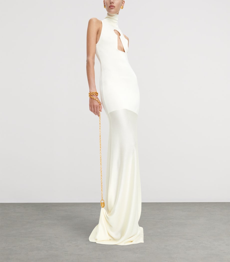 Schiaparelli Womens Keyhole Padlock and Chain Gown White Image 3