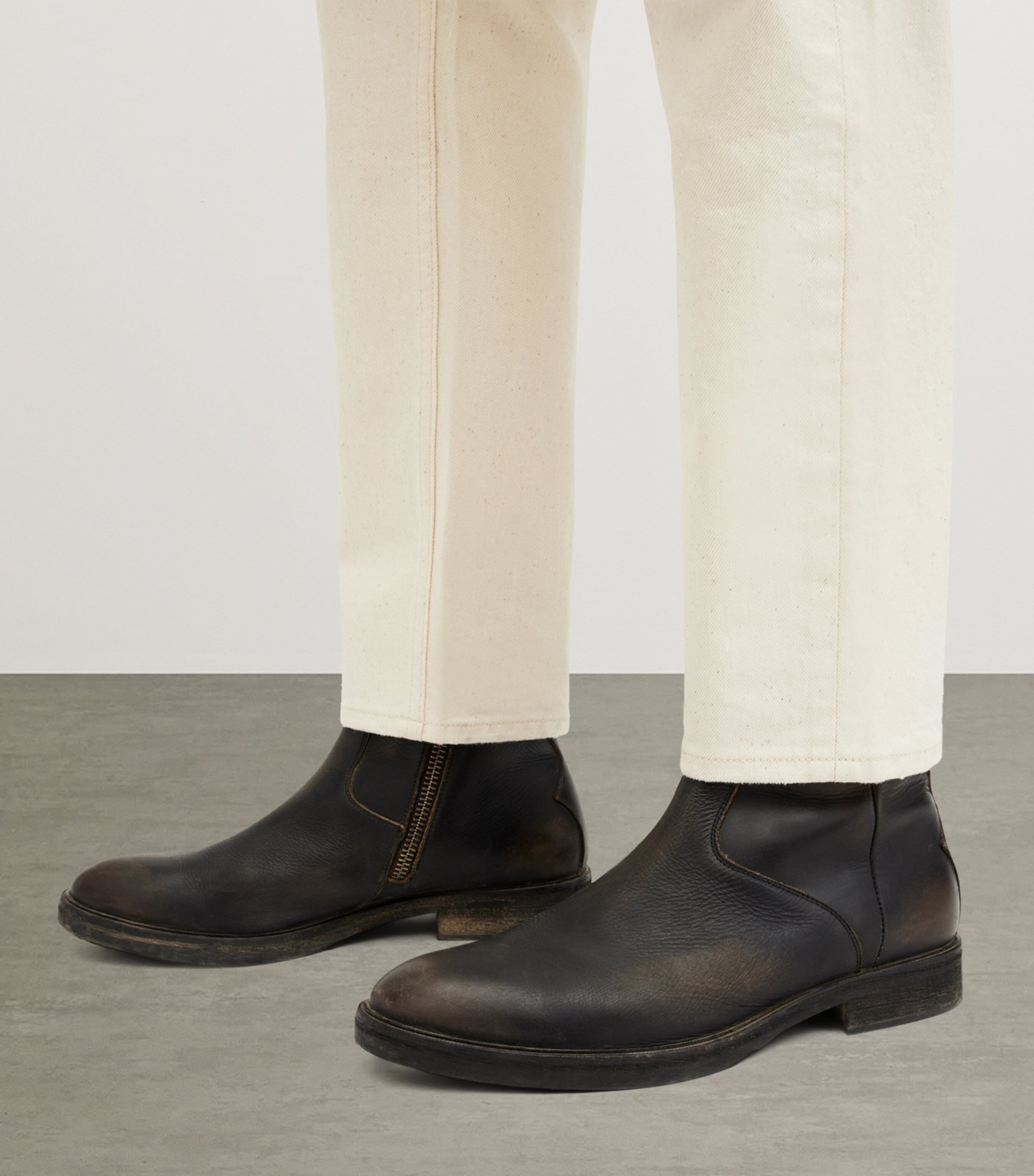 Leather Lang Ankle Boots DARK BROWN Image 2