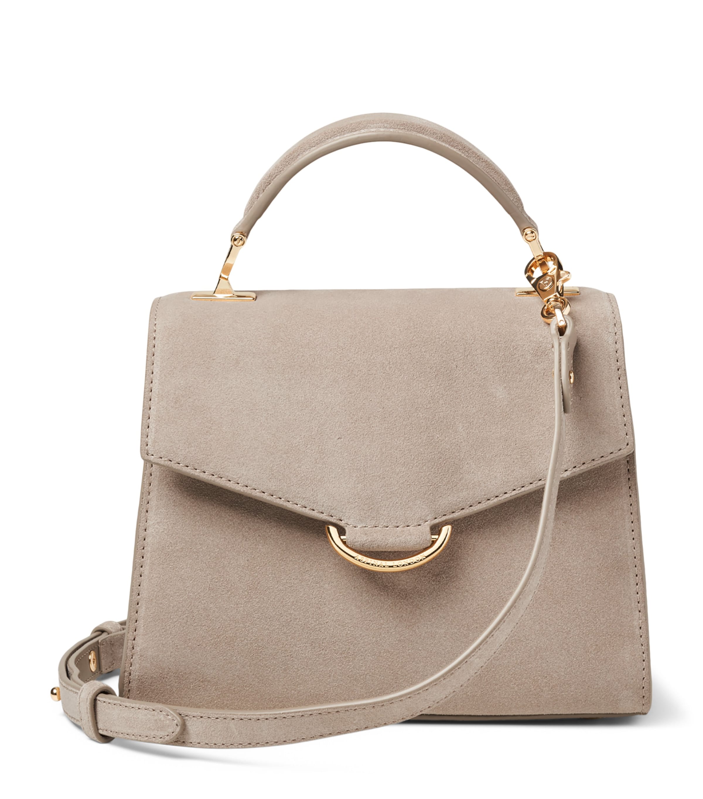 Aspinal Of London Midi Suede Mayfair 3 Top-Handle Bag Moleskin Image 1