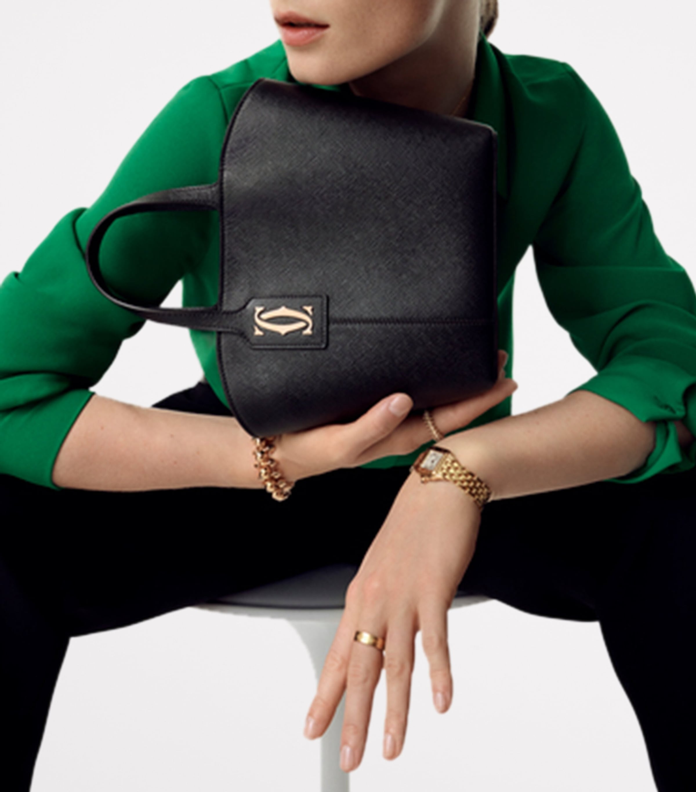 Mini Leather C de Cartier Tote Bag BLACK Image 6