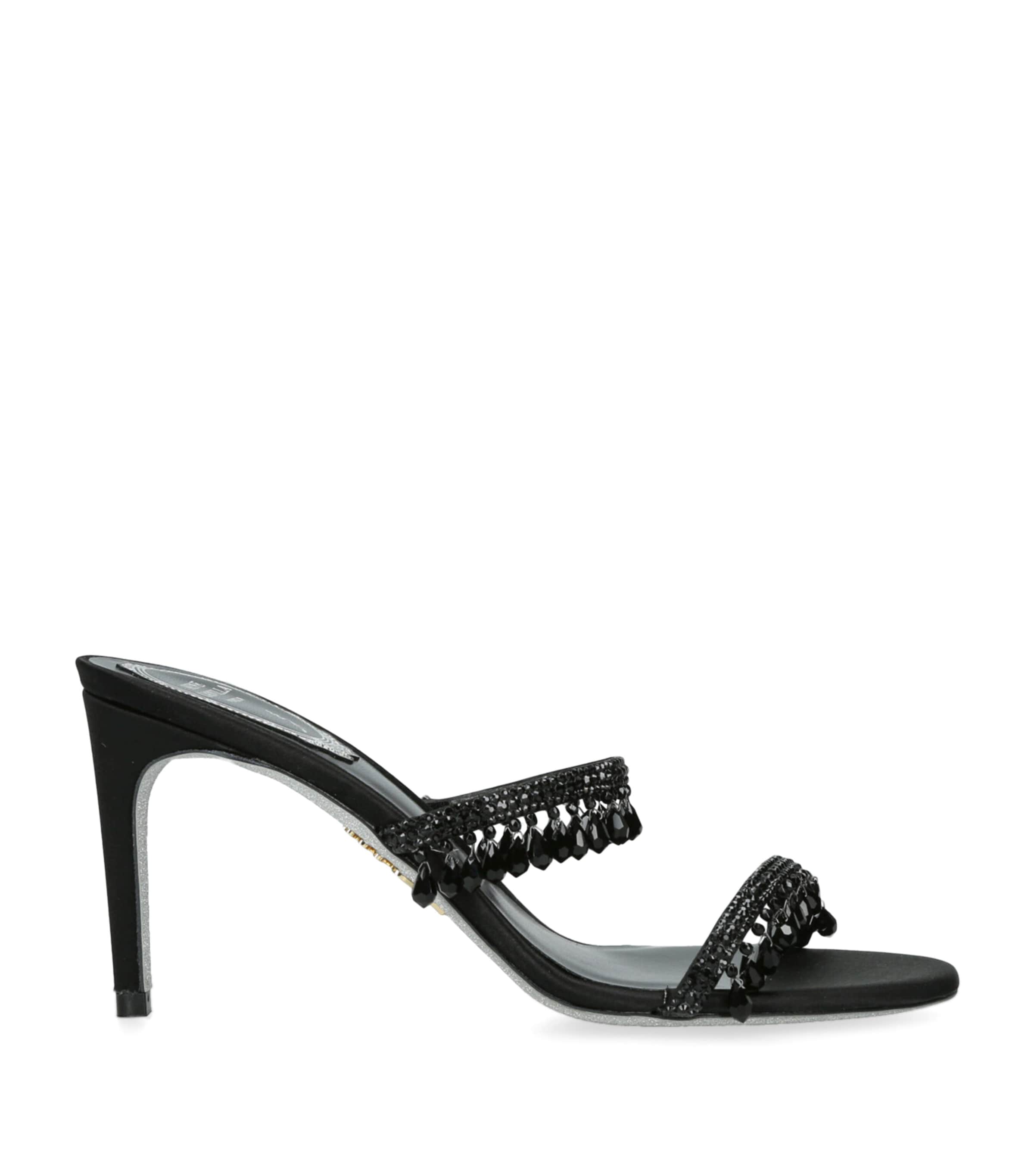 René Caovilla Embellished Chandelier Heeled Mules 80 In Black
