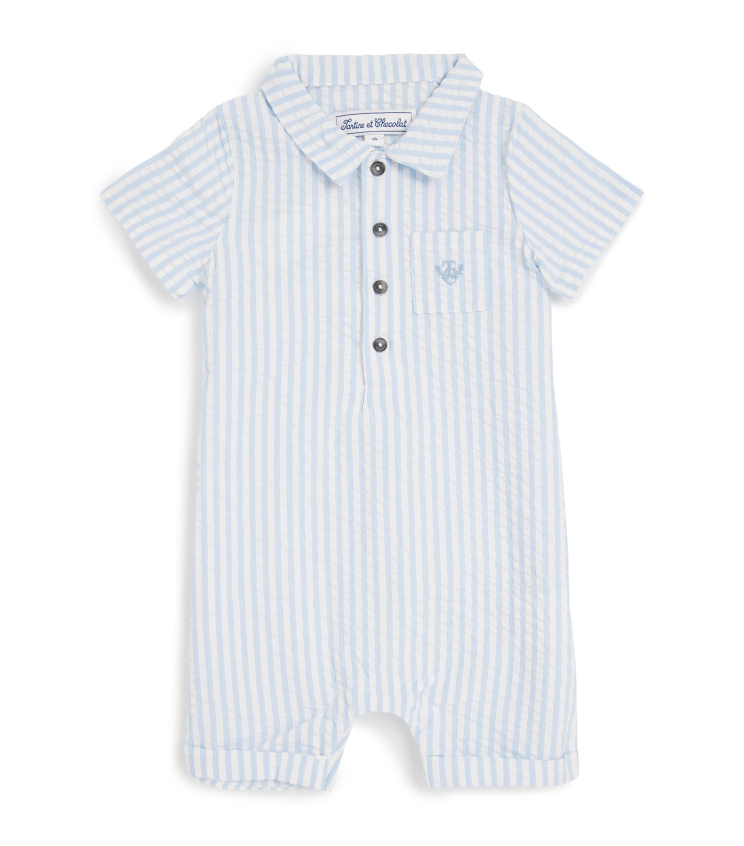 Cotton-Blend Stripe Playsuit (3-18 Months) 44NUAGE Image 1