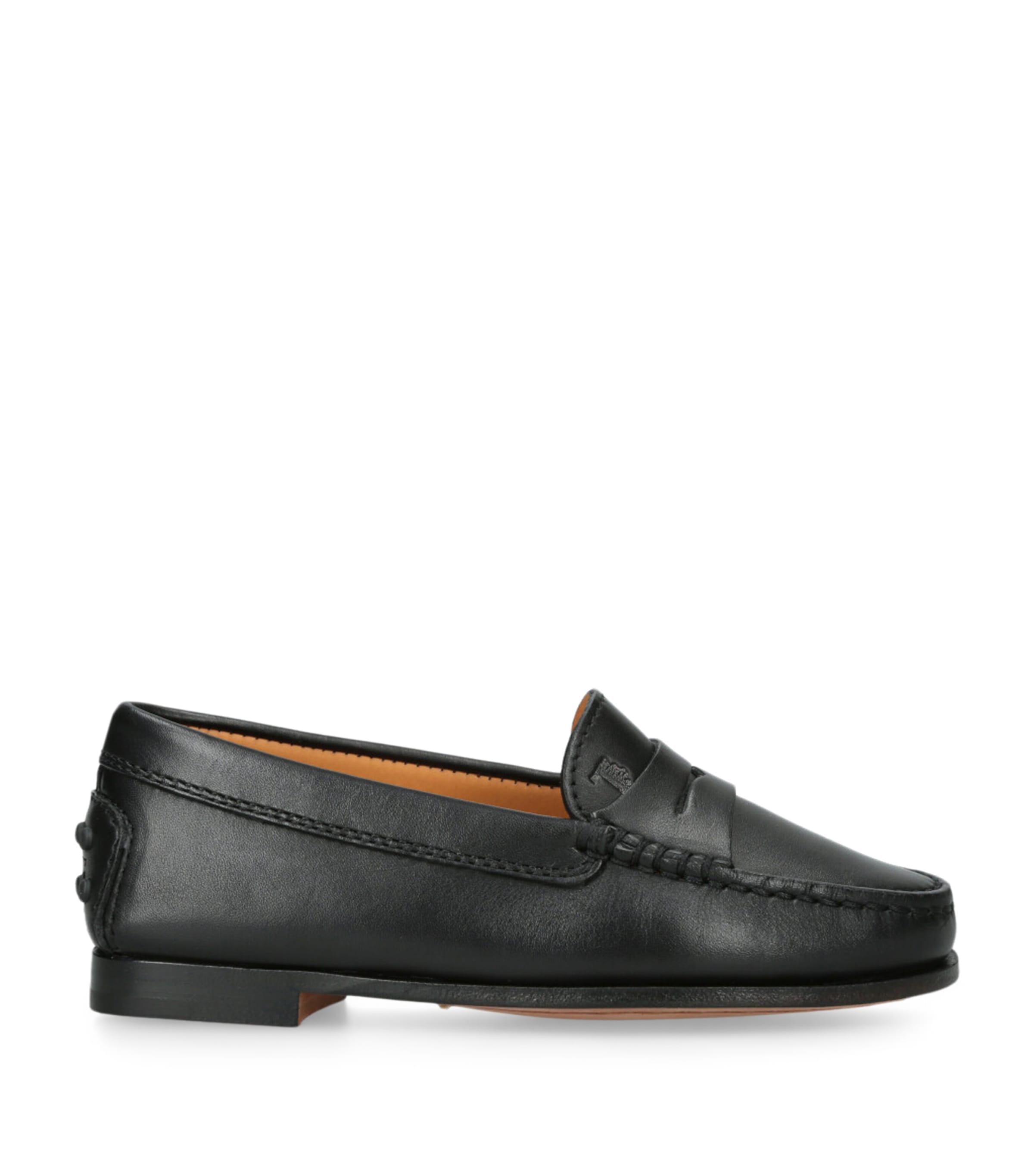 Leather Penny Loafers BLACK Image 1