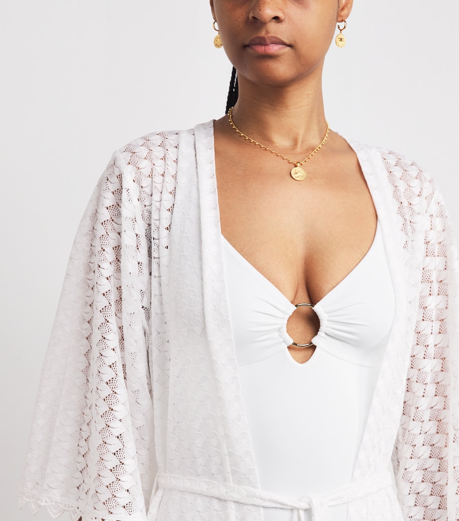 Knitted Tali Maxi Kaftan WHITE4 Image 4