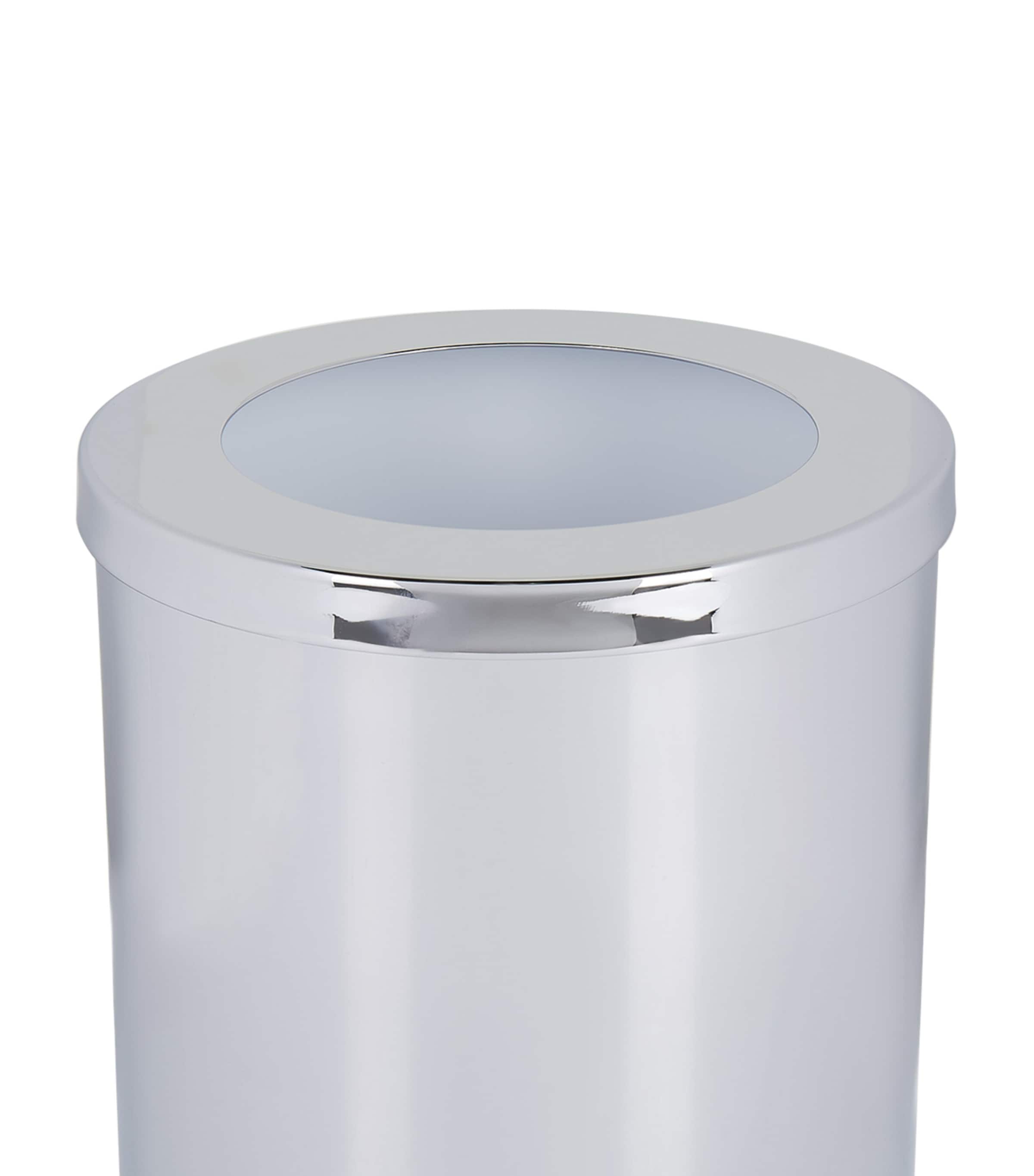 Cylinder Chome Bathroom Bin SILVER Image 2