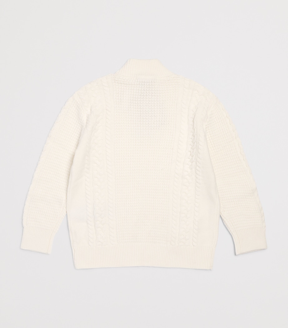 Emporio Armani Kids Cotton-Blend Sweater (4-16 Years) White Sand Image 2