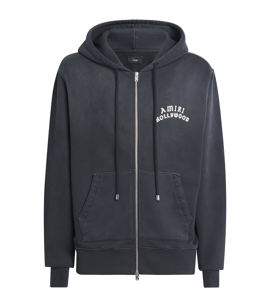 Cotton Hollywood Zip Hoodie BLACK Image 1