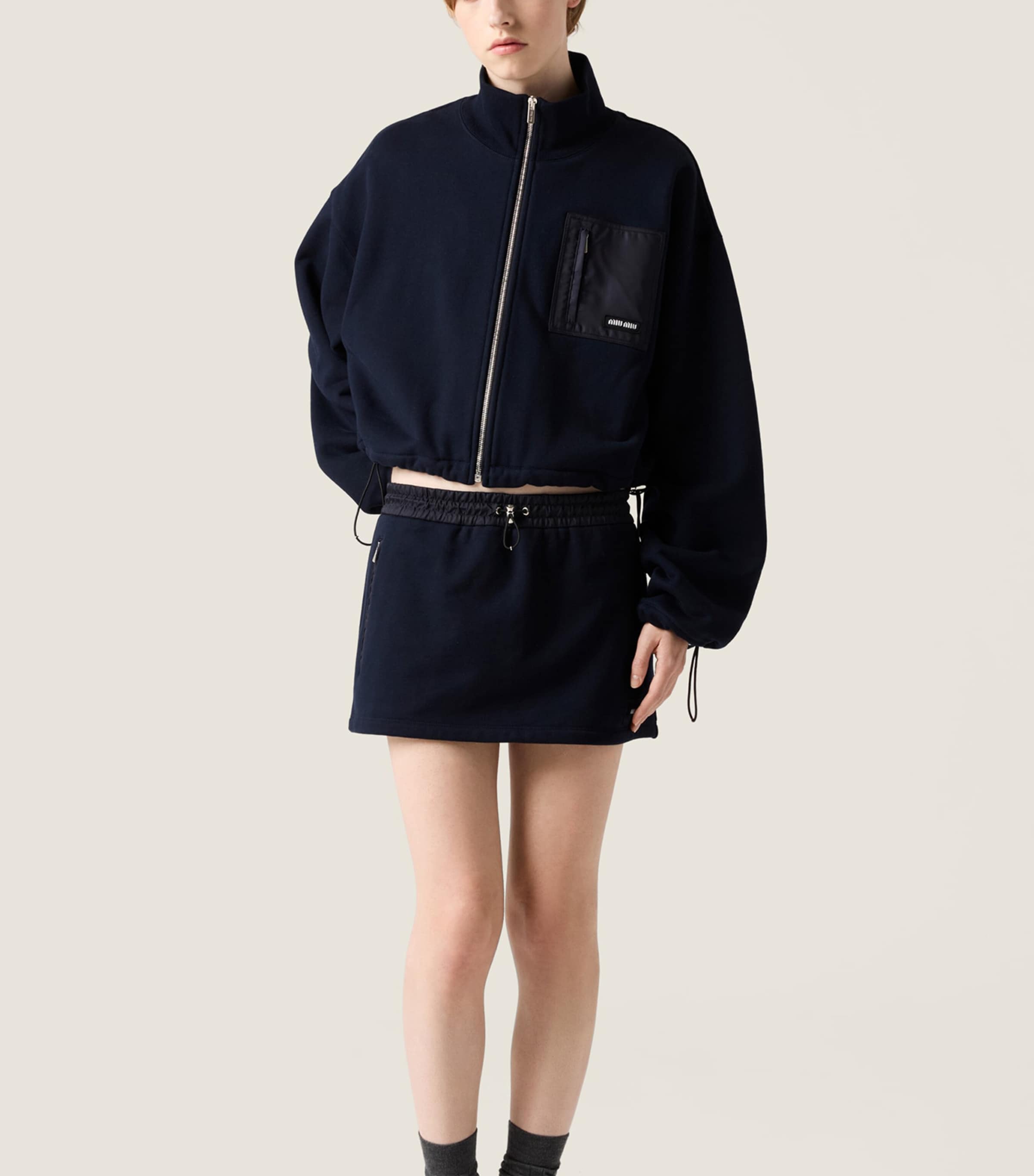 Miu Miu Womens Cotton Logo Zip-Up Sweatshirt Image 2