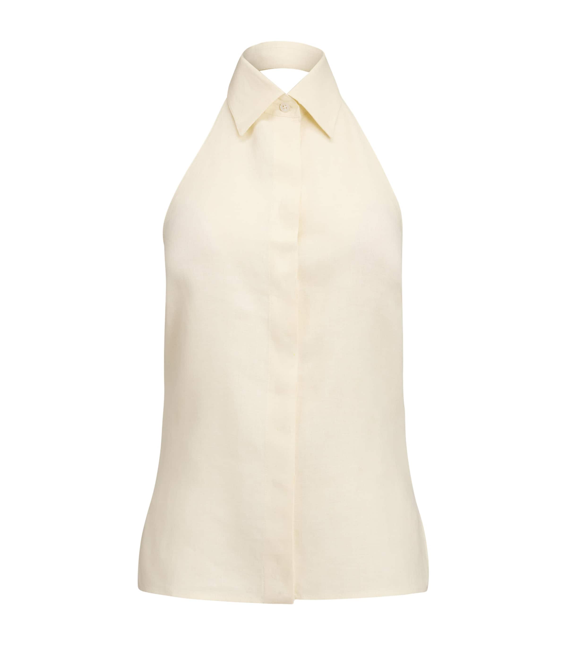 Ralph Lauren Collection Womens Linen Eldred Sleeveless Top Lux Cream Image 1