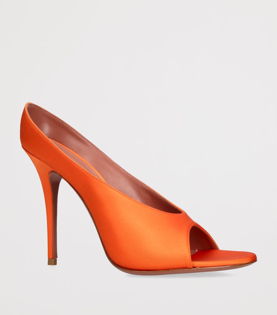 Amina Muaddi Satin Anok Heeled Slipper 105 Orange Image 3