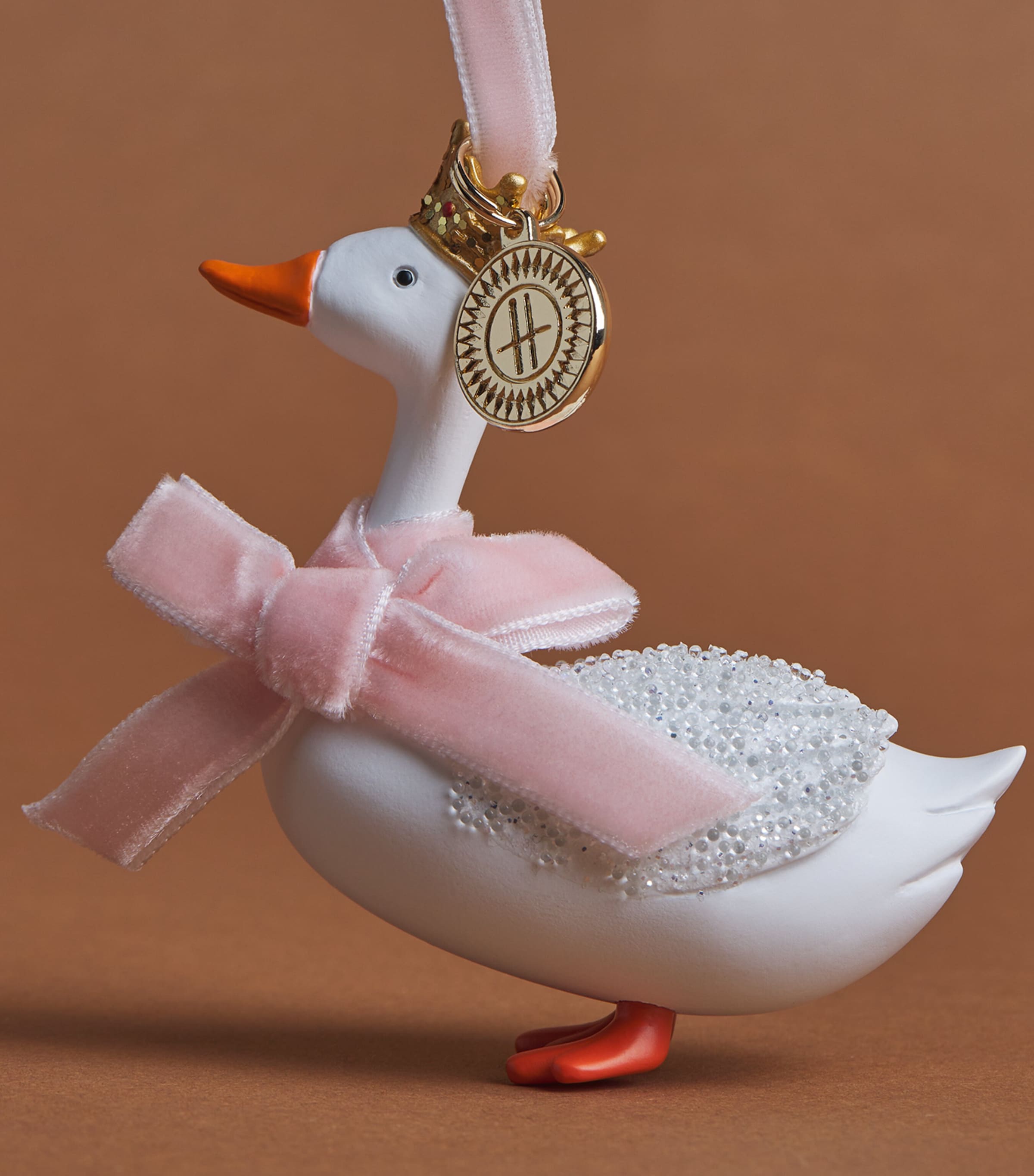 Harrods Ceramic Goose Tree Decoration White Image 2