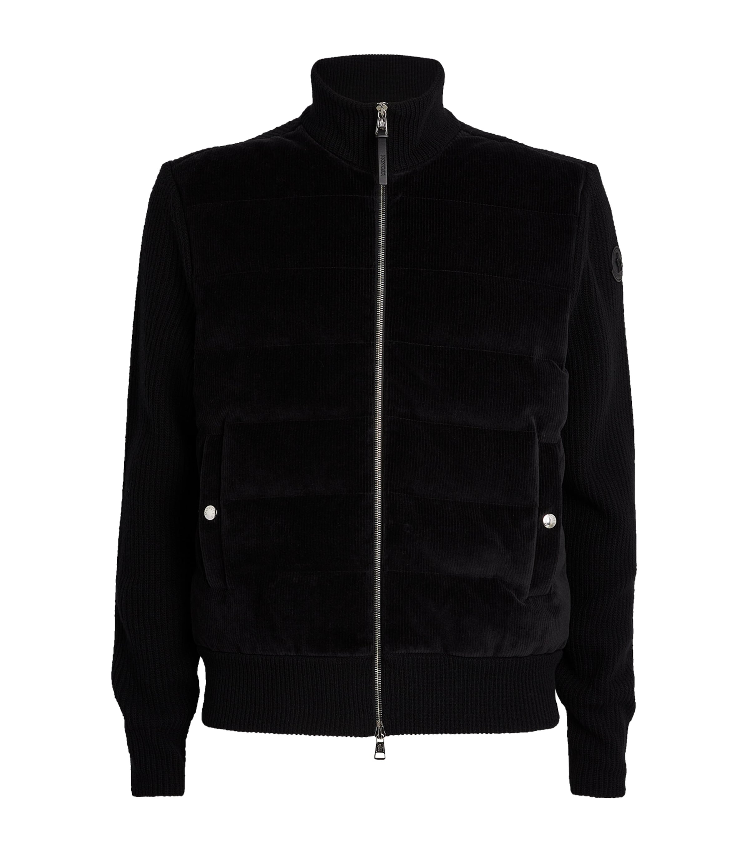 Moncler Corduroy Cardigan In Black