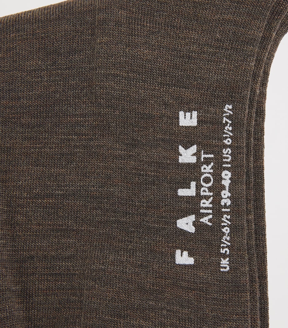 Falke Mens Virgin Wool-Blend Airport Socks Brown Mel Image 2