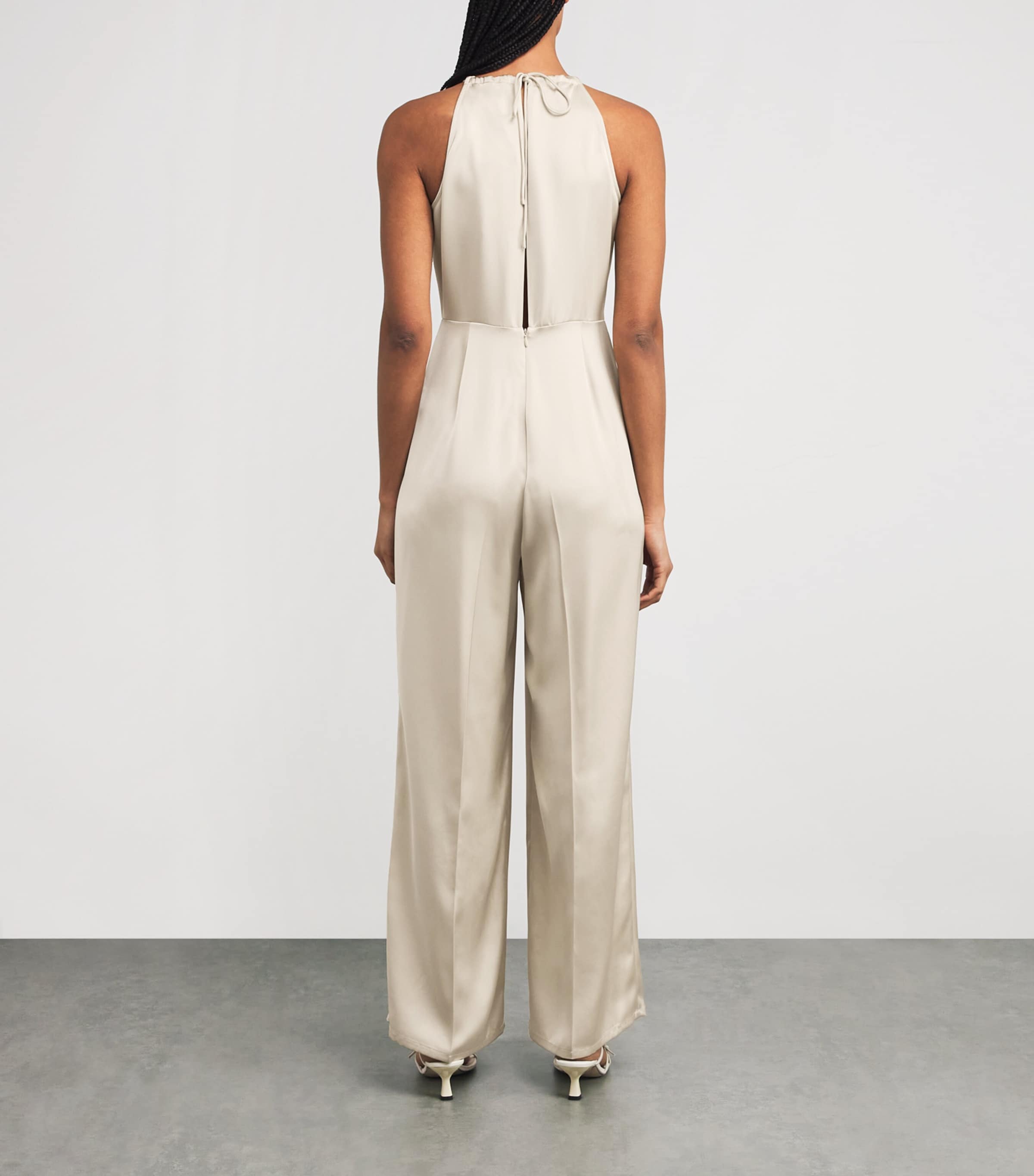 Satin Halterneck Jumpsuit ECRU Image 3