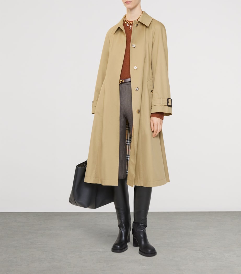 Burberry Womens Gabardine Ellingham Long Car Coat Beige Image 2