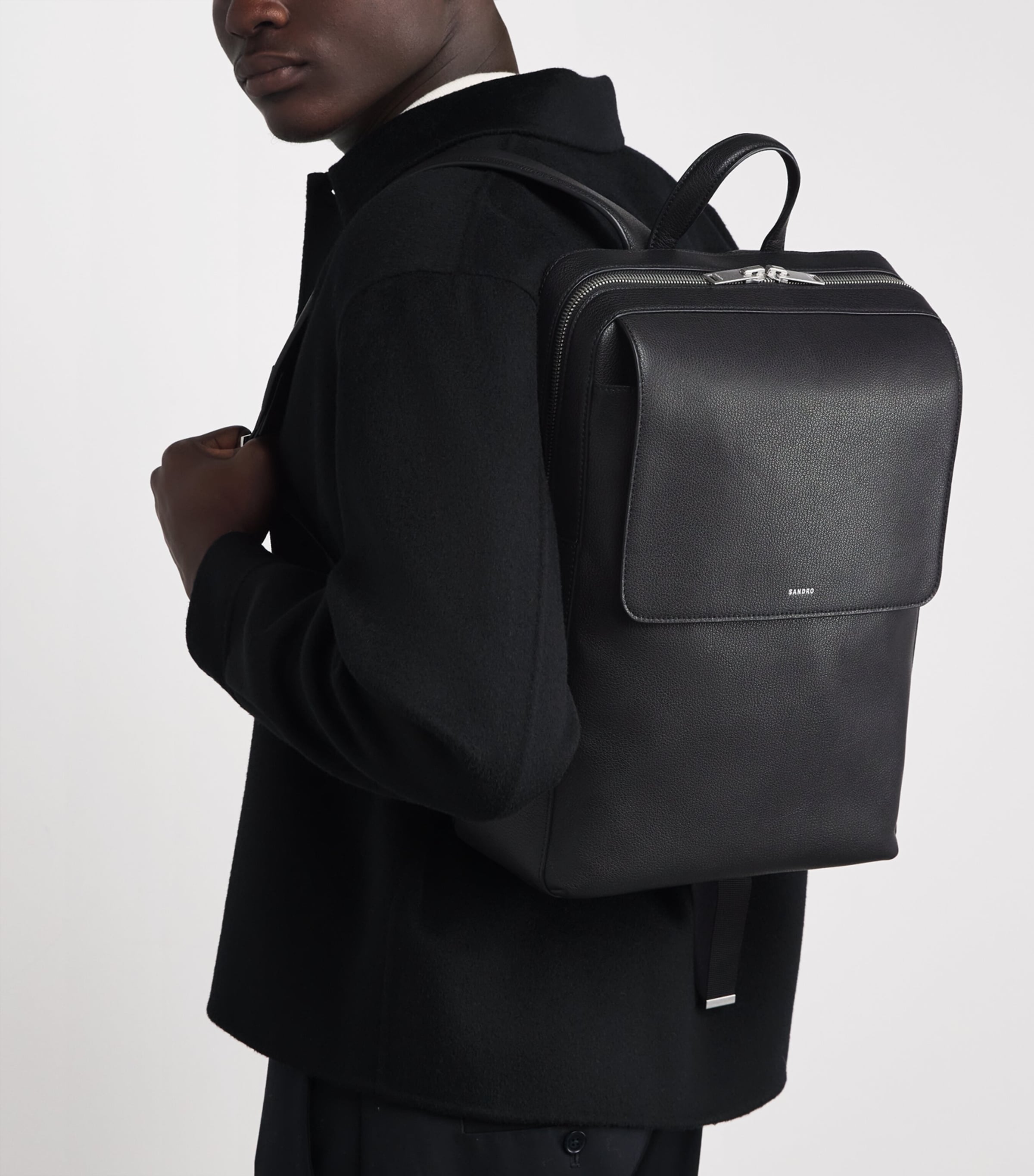 Leather Logo Backpack BLACK Image 2