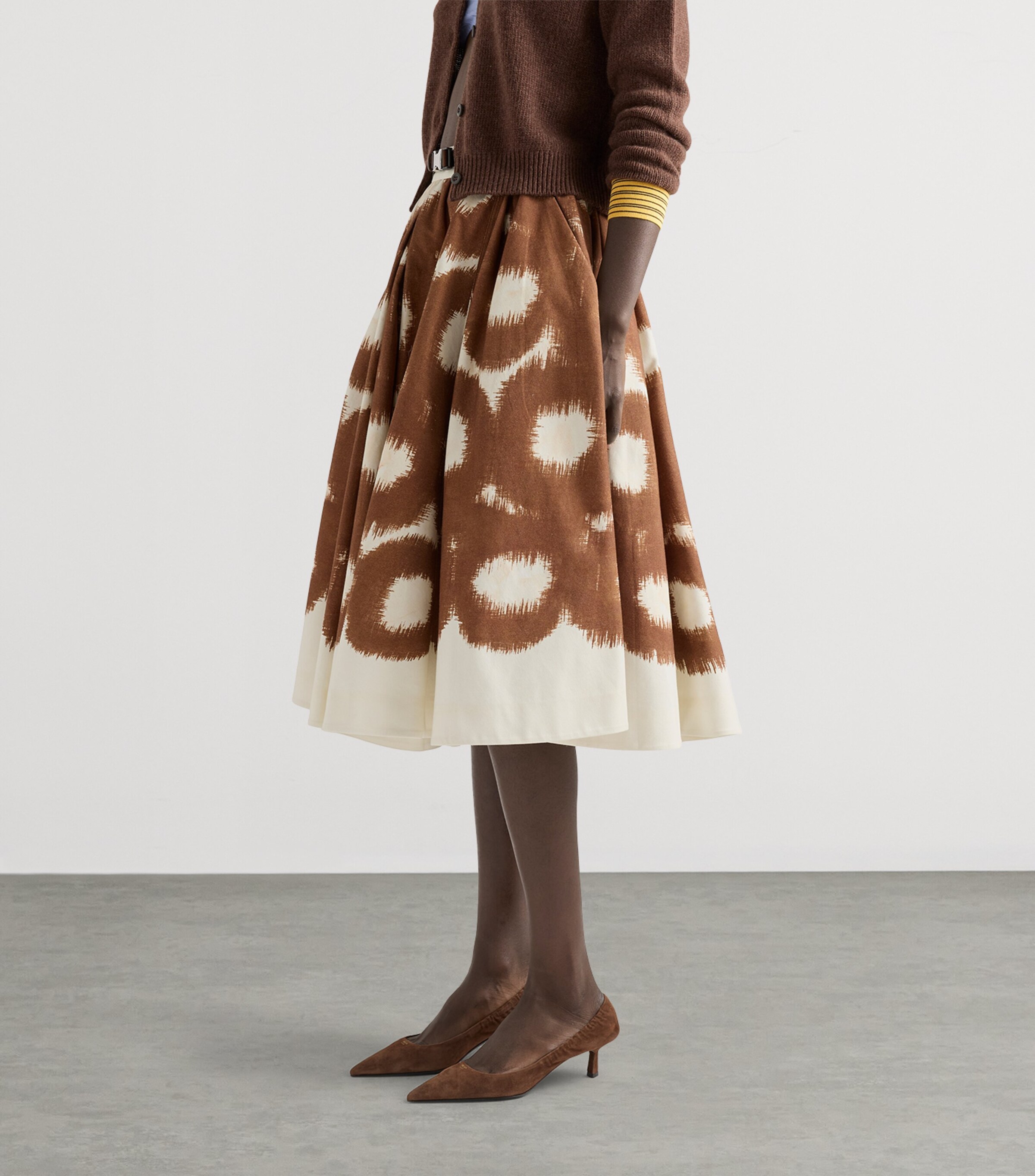 Prada Womens Cotton Printed Midi Skirt Image 4