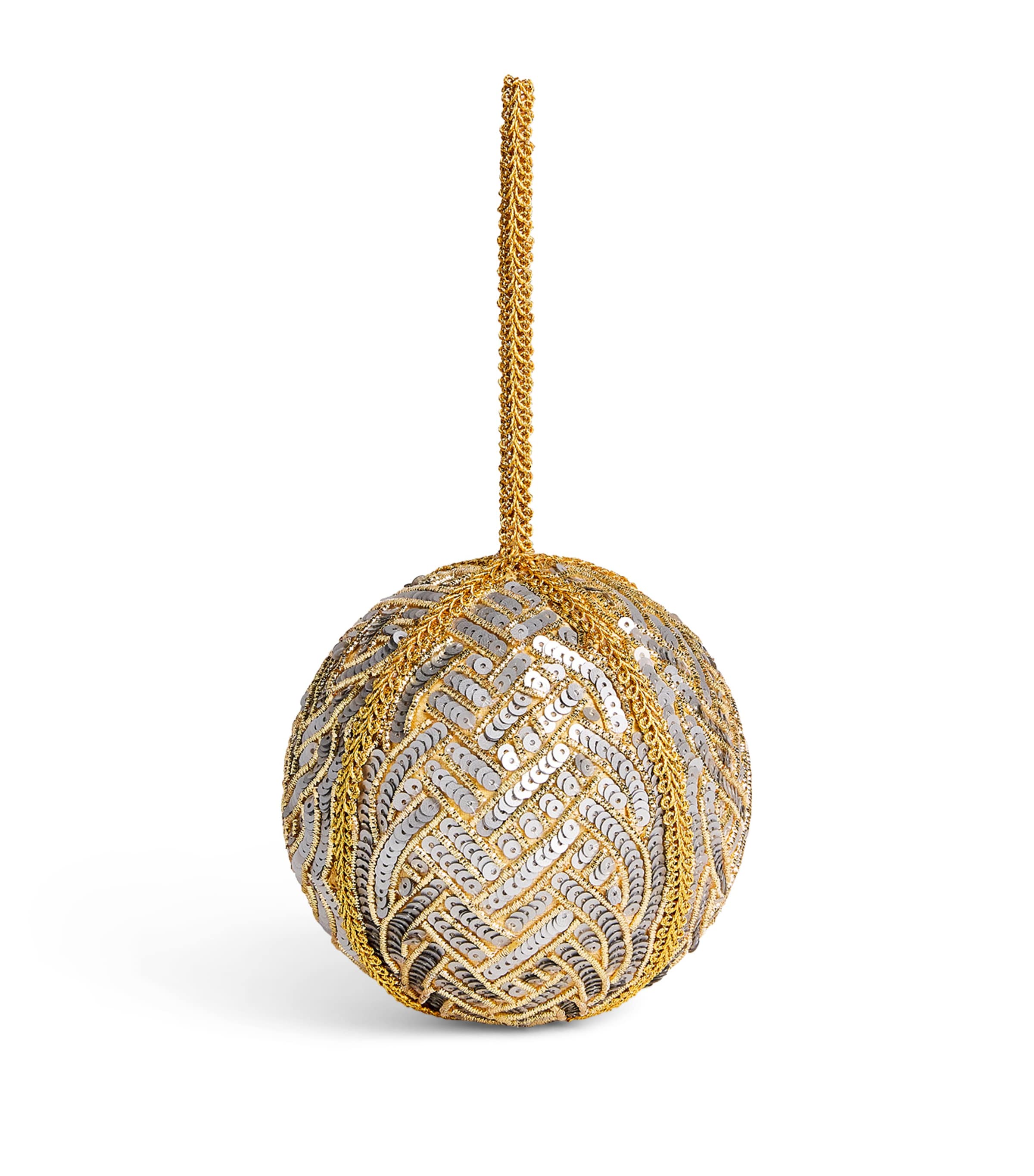 Harrods Sequinned Lace Bauble Silver/gold Image 1