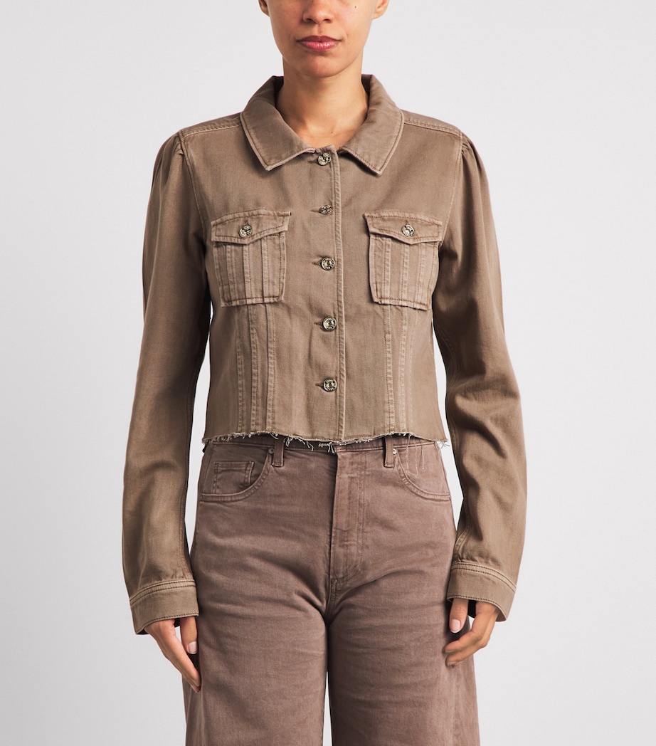 PAIGE Womens Cropped Pacey Denim Jacket Vintage Canewood Image 4