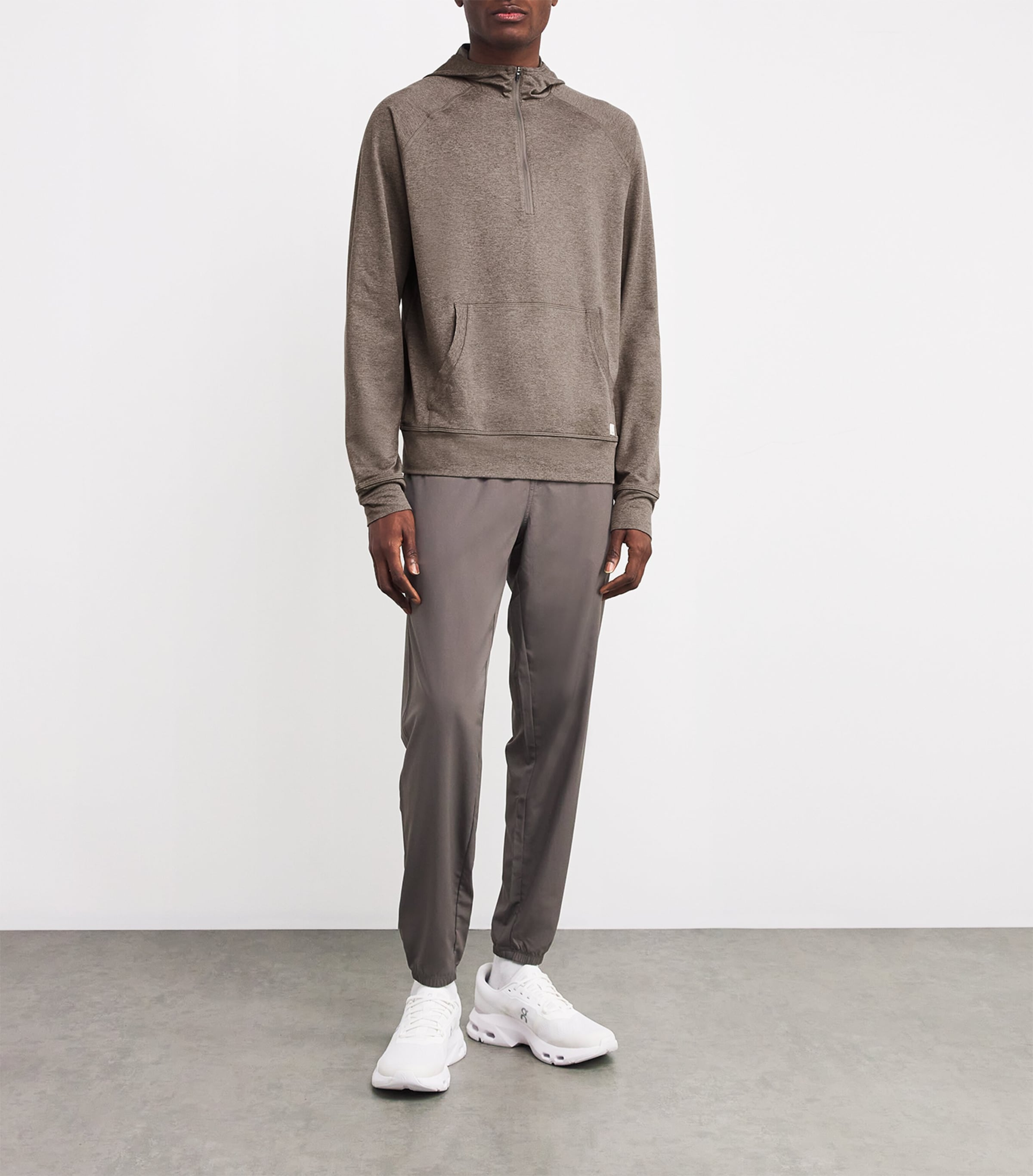 VUORI Mens DreamKnit Ponto Performance Hoodie Warm Grey Heather Image 2