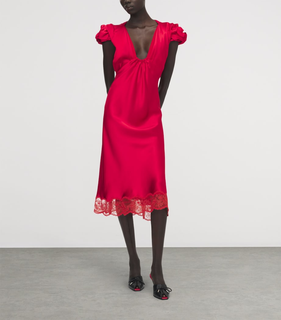 McQueen Womens Satin-Lace Midi Dress Image 2