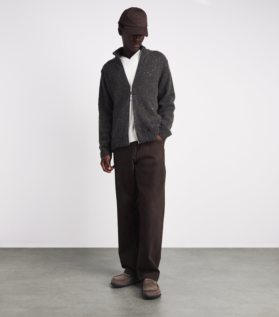 Samsøe Samsøe Mens Wool-Blend Sanate Zip-Up Cardigan Delicioso Image 2