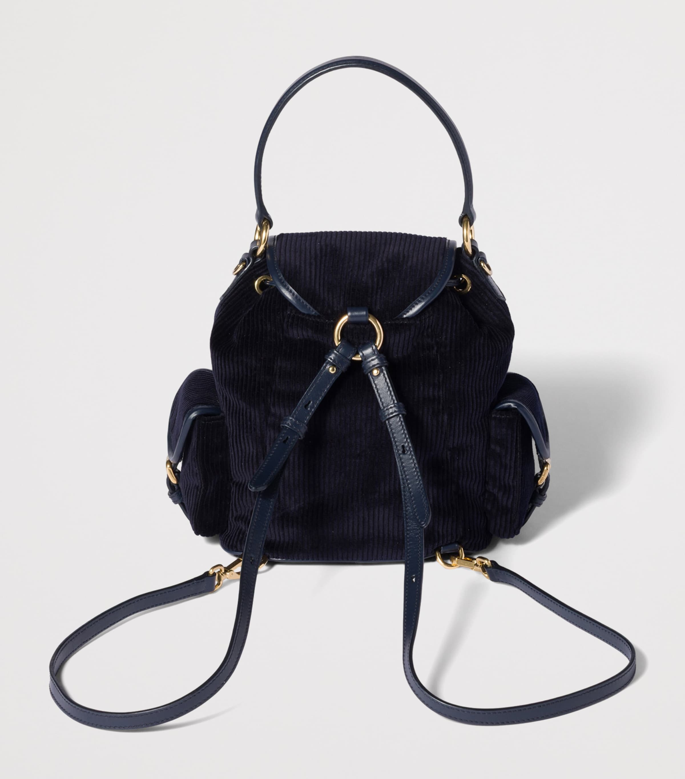 Medium Corduroy Leather-Trim Backpack F0124 Image 4