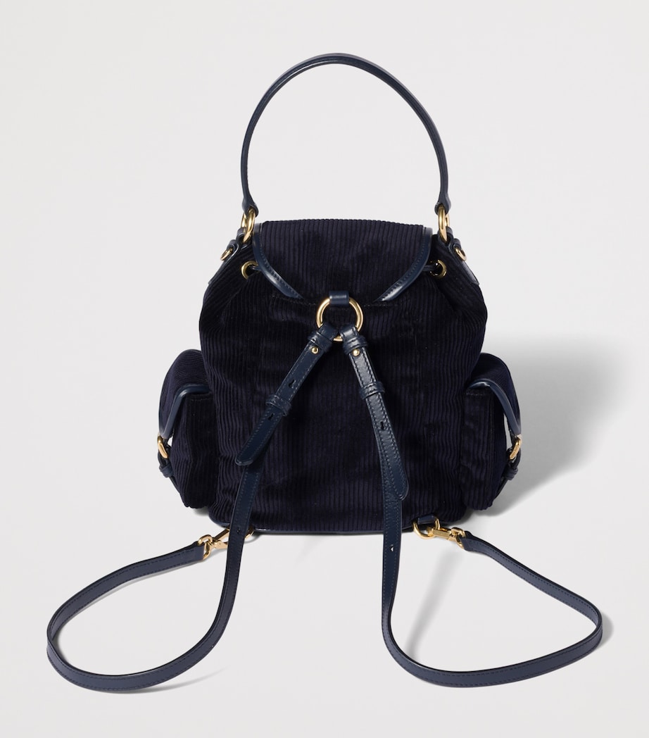 Medium Corduroy Leather-Trim Backpack F0124 Image 4