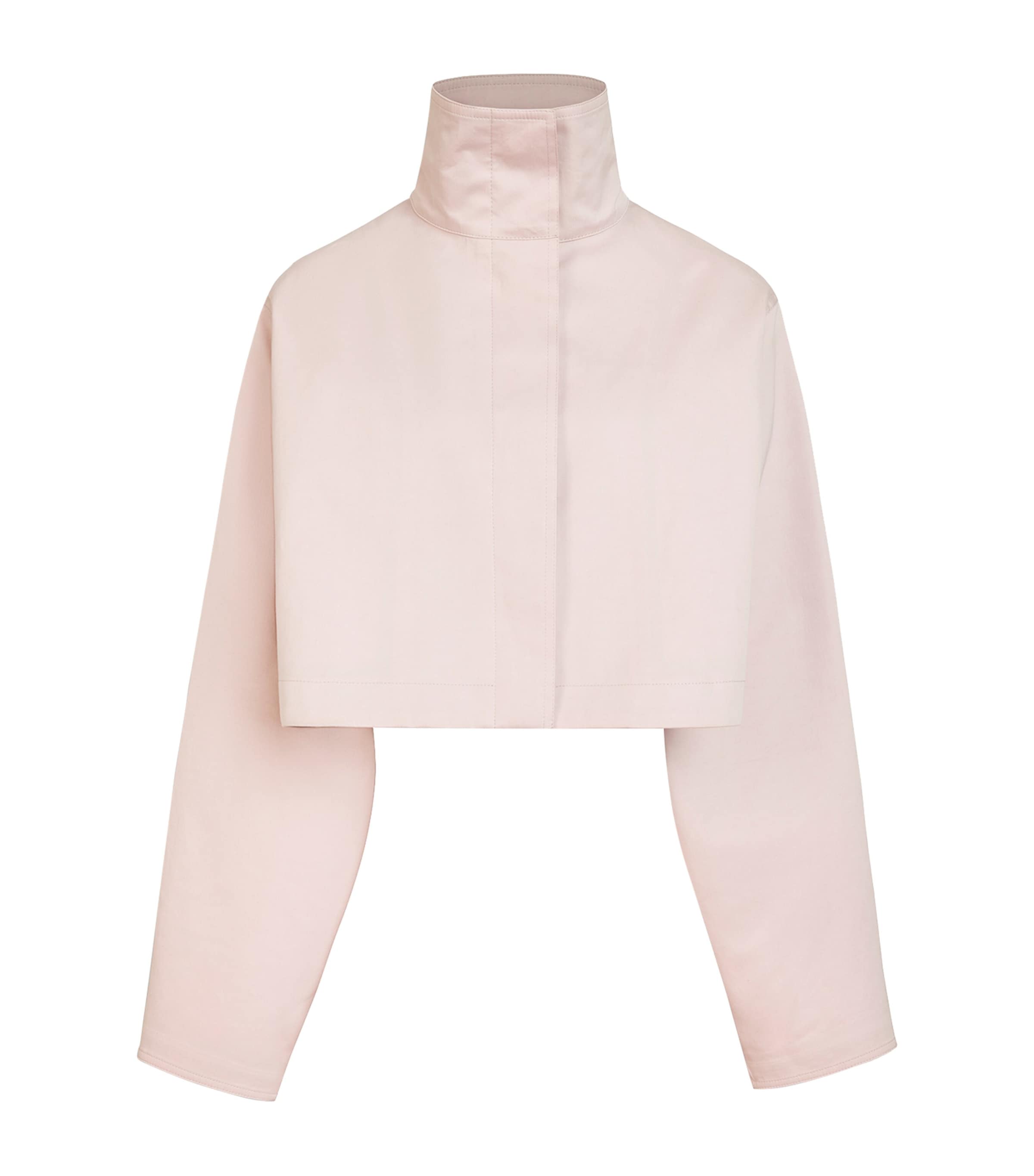 Alaïa Womens Cotton-Silk Cropped Jacket Pink Image 1