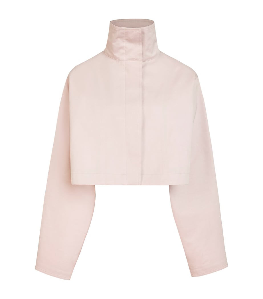 Alaïa Womens Cotton-Silk Cropped Jacket Pink Image 1